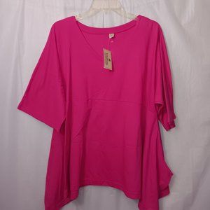 WINDHORSE SLINKER TUNIC TOP COTTON BLEND FUCHSIA PINK